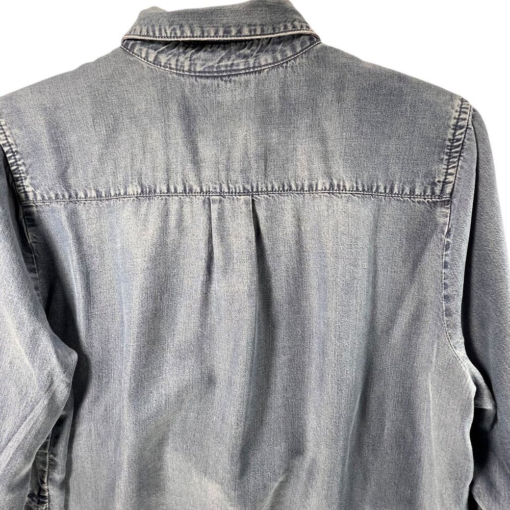 J Jill Womens Denim Tunic Top PM Chambray Long Sleeve Casual Shirt Pockets - Picture 4 of 15